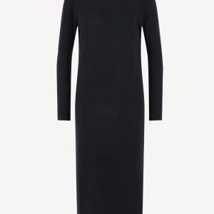 Knit dress with turtleneck in black